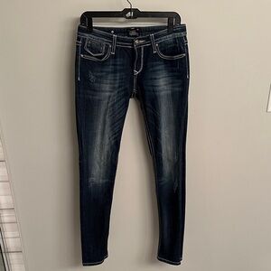 Express Rerock Women's Dark Blue Skinny Jeans